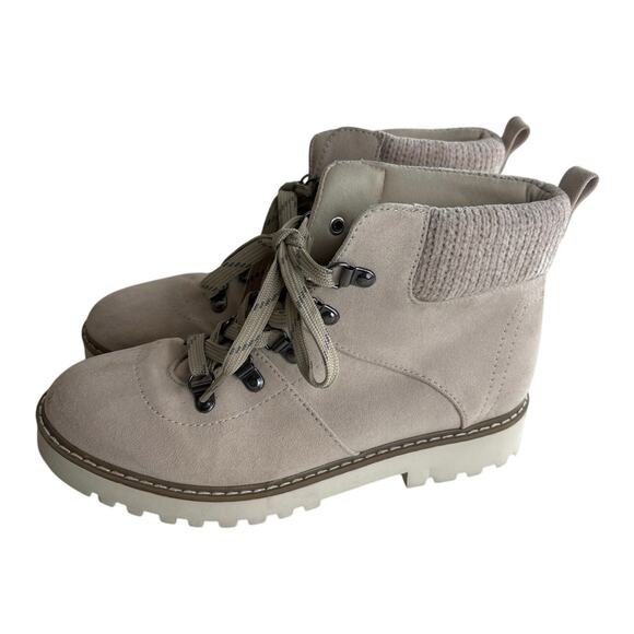Cliffs by White Mountain Cream Beige Lace Up Hiking Boots Knit Cuff Size 7.5 - Picture 5 of 11